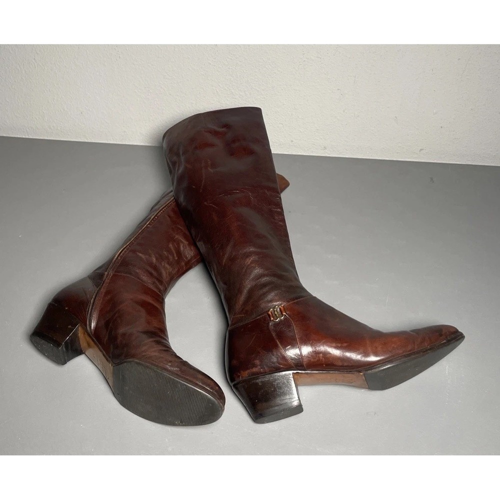 Vintage Salvatore Ferragamo Leather Boots Women's Size 6.5 AA Made In Italy